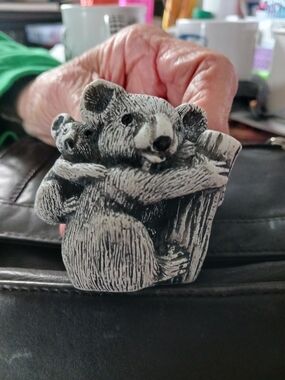 Soap Stone Miniature Koala Figurine - Black & White